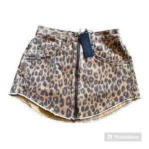 NWT CARMAR leopard denim skirt
